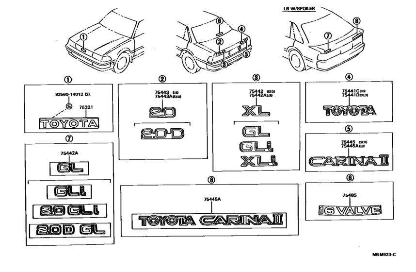 Emblem & Name Plate (Exterior & Interior) for 1990 - 1992 Toyota CARINA ...