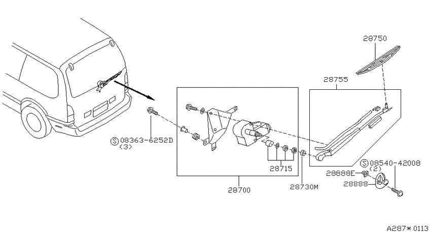 Rear window wiper