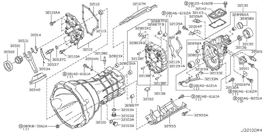 Transmission case & clutch release
