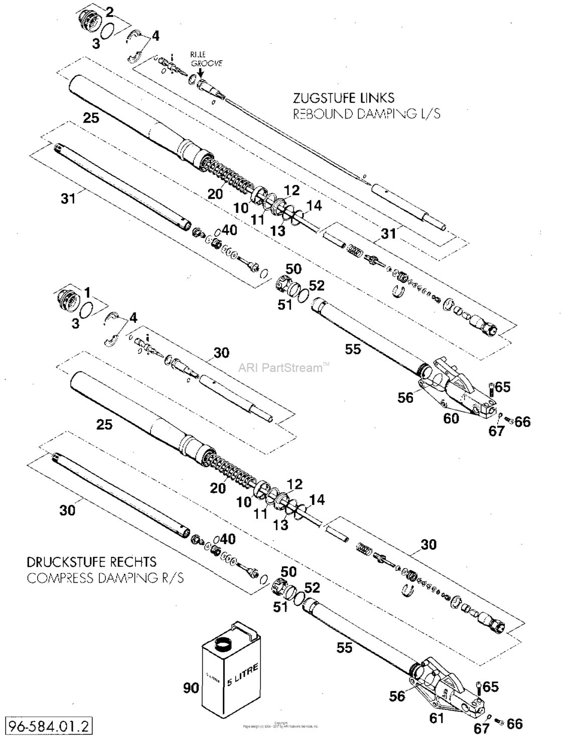 Front Fork Legs White Power