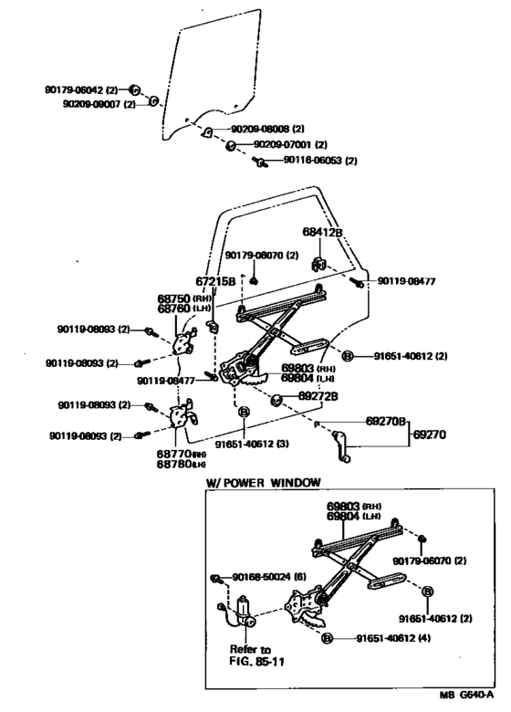 Rear Door Window Regulator & Hinge