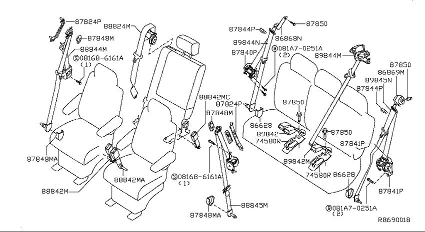 Rear seat belt