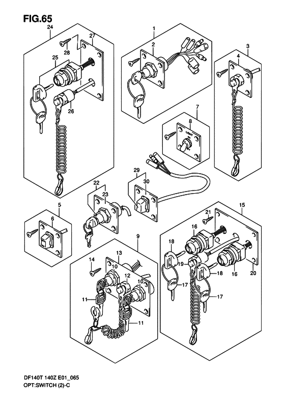 Opt:switch for 2003 Suzuki DF140 | sales region, Shadow Black Metallic