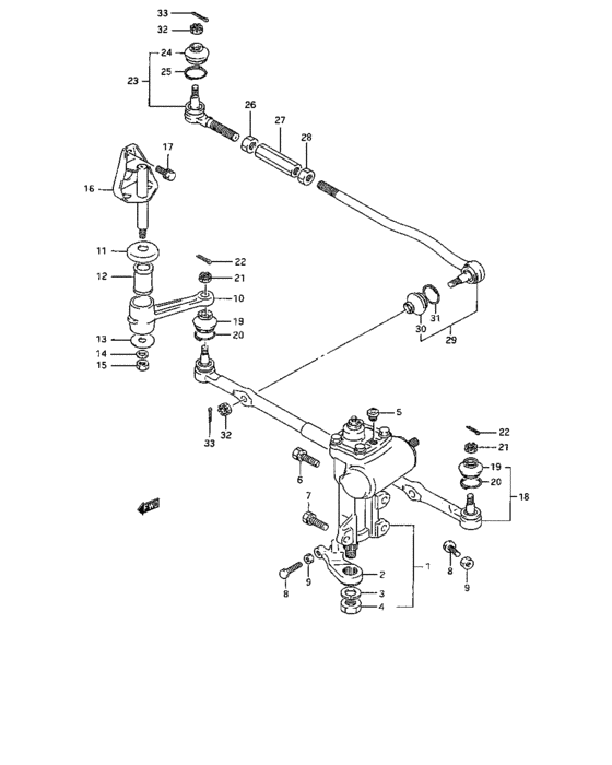 Steering link and gear box