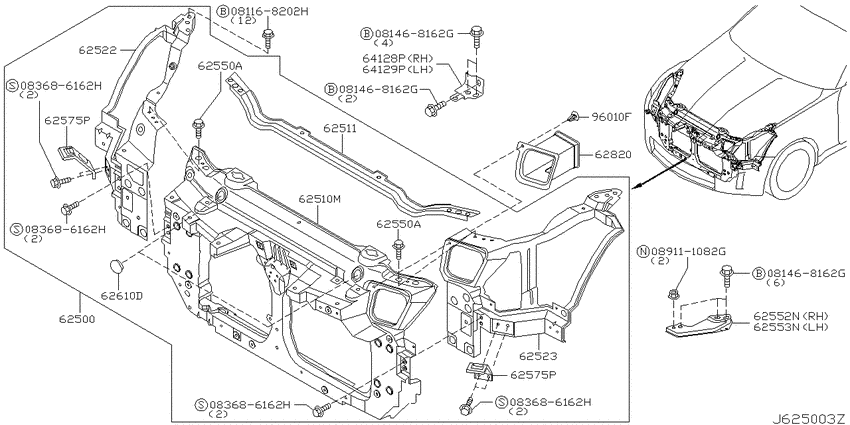 Front apron & radiator core support