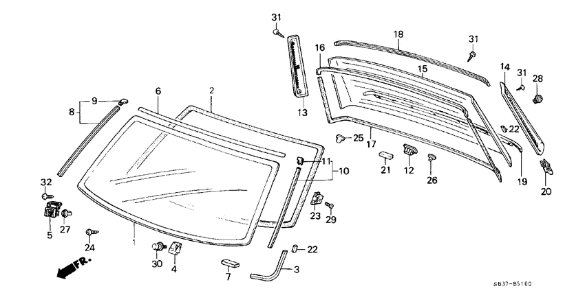 Front windshield/ rear windshield