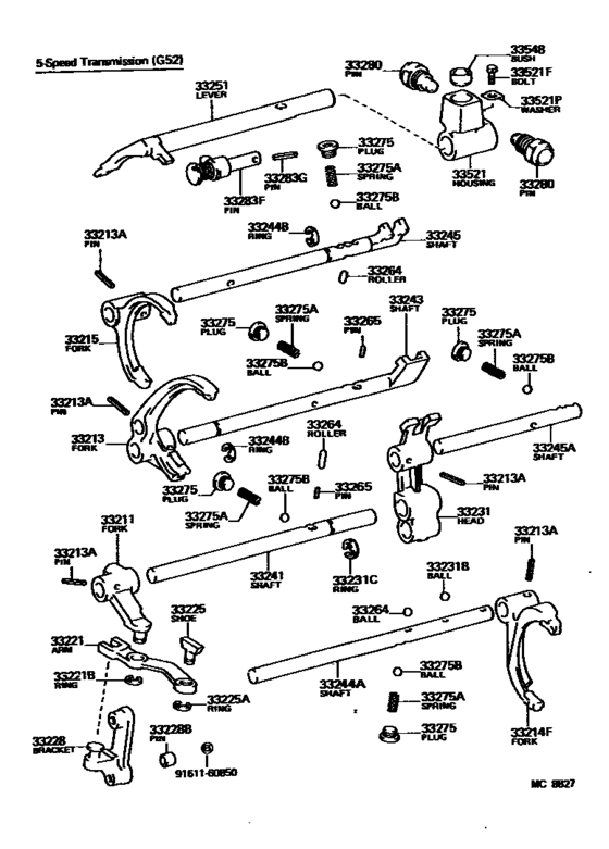 Gear Shift Fork & Lever Shaft (Mtm)