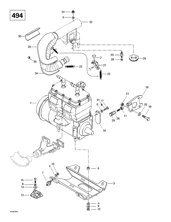 01- engine support and muffler