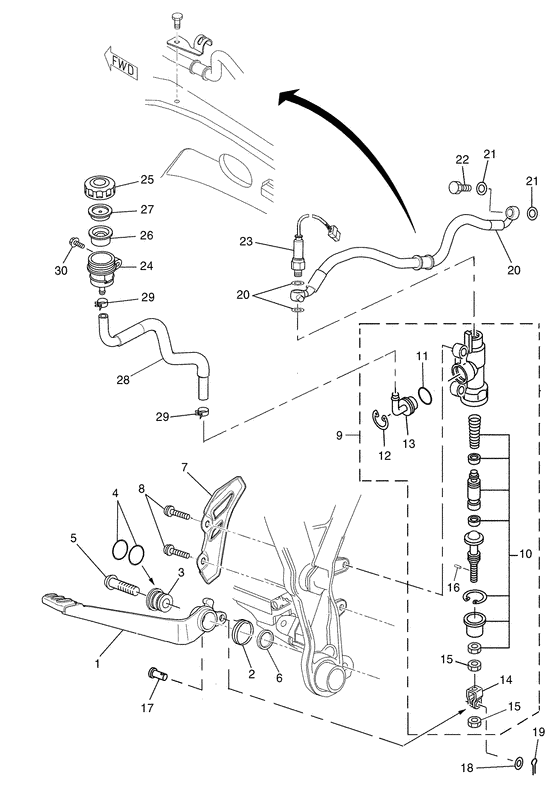 Rear master cylinder