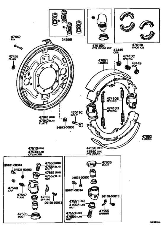 Front Drum Brake Wheel Cylinder & Backing Plate