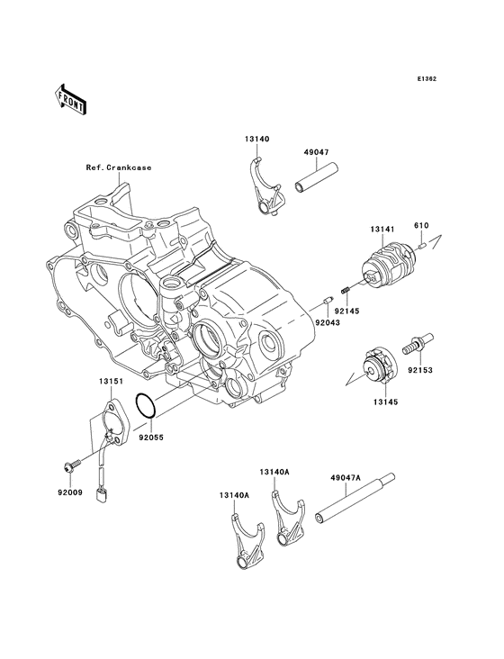 Gear change drum/shift fork
