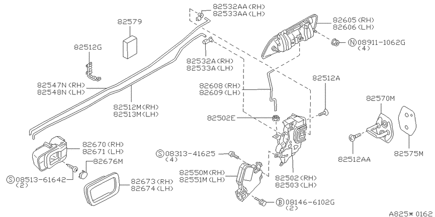 Rear door lock & handle