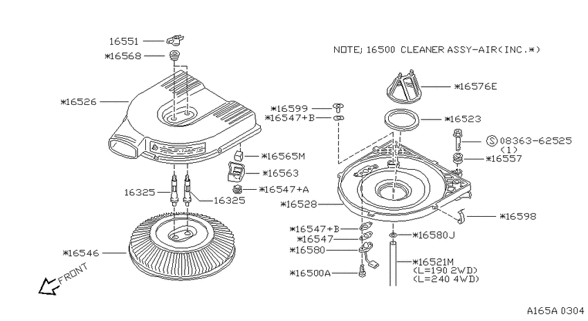 Air cleaner for 1996 - 2011 Nissan TRUCK-HARDBODY D21U | U.S.A. sales