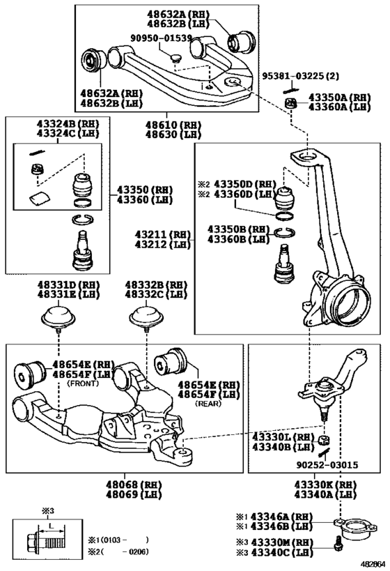 Front Axle Arm & Steering Knuckle For 1995 - 2002 Toyota Hilux Surf 