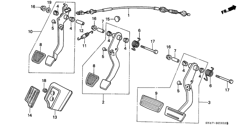 Brake pedal/clutch pedal