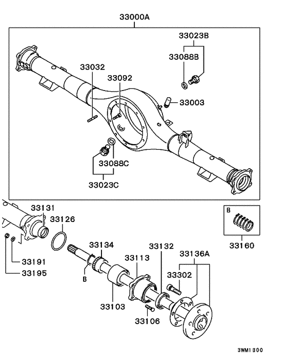 Rear axle housing & shaft