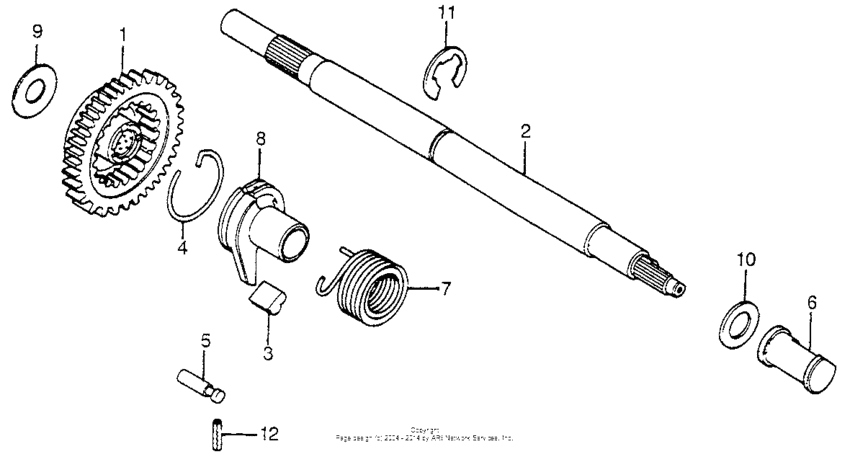 Kick starter gear + spindle