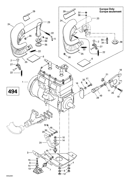 01- engine support and muffler