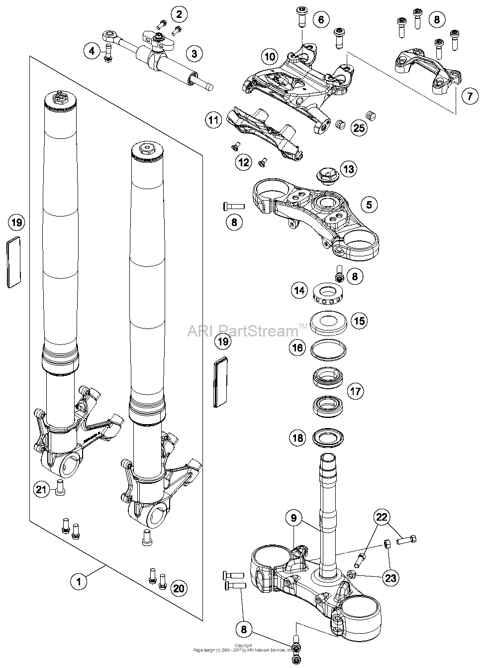 Front Fork, Triple Clamp for 2016 KTM 1290 US/EU sales region