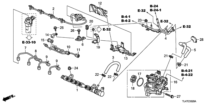 Fuel rail/high pressure p ump