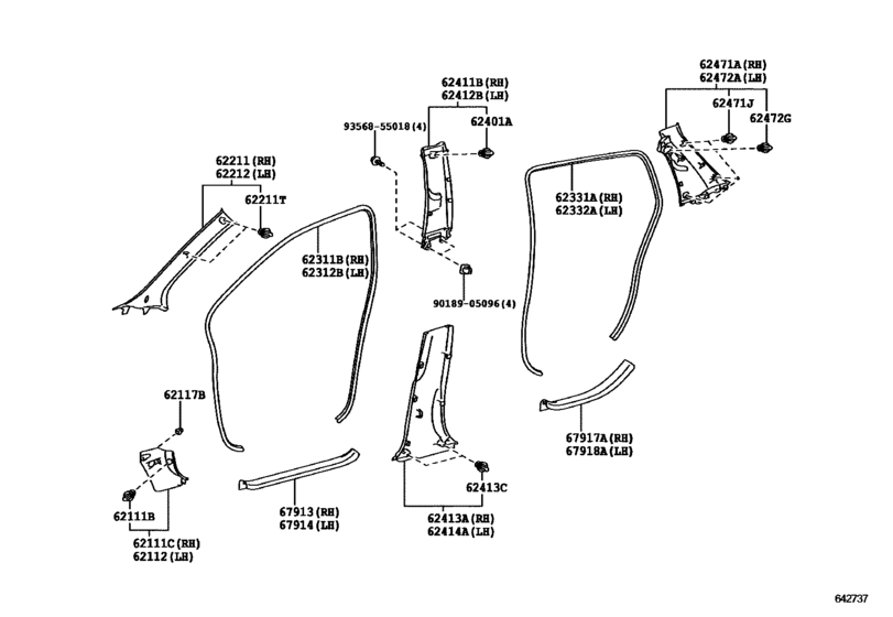 Inside Trim Board & Door Opening Trim Moulding for 2010 2017 Toyota VITZ NCP131 Japan sales