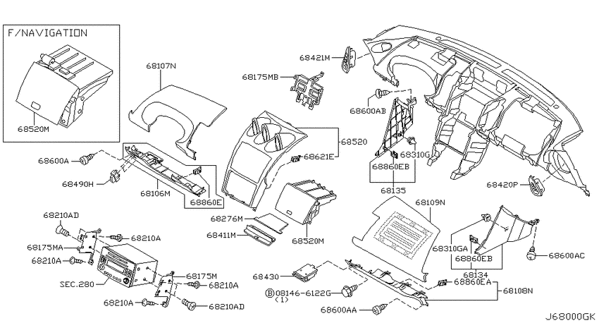 Instrument panel, pad & cluster lid