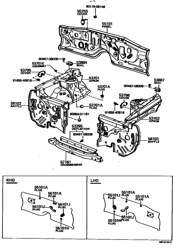 Front Fender Apron & Dash Panel