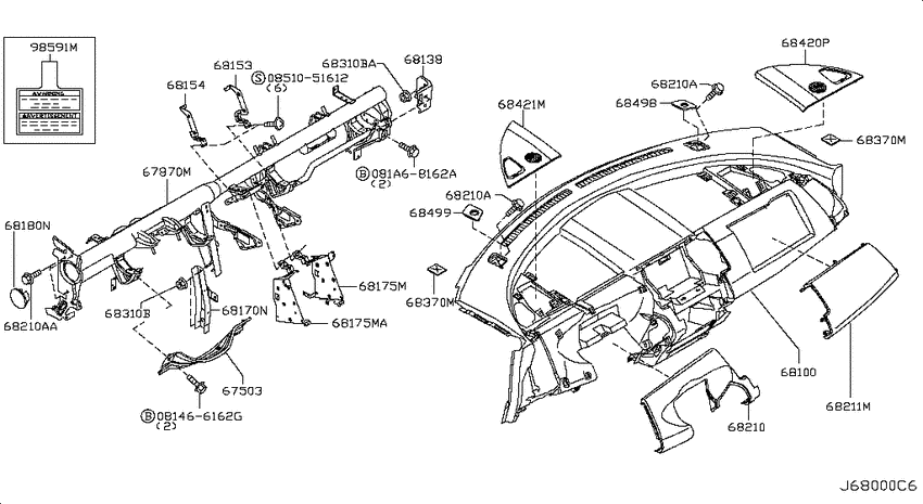 Instrument panel, pad & cluster lid
