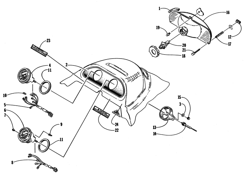Headlight and instruments