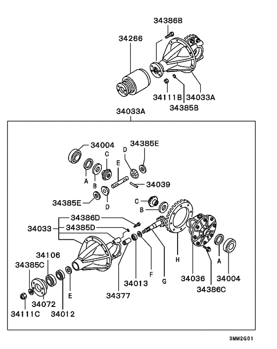 Rear axle differential