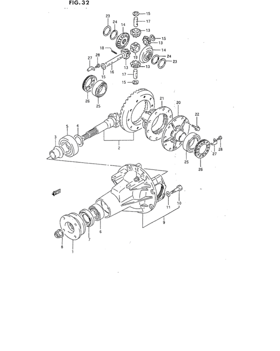 Rear differential gear