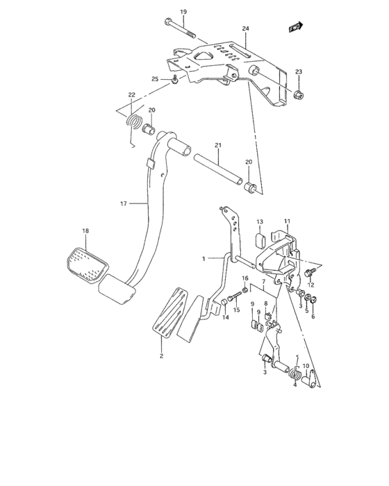 B pedal and pedal bracket