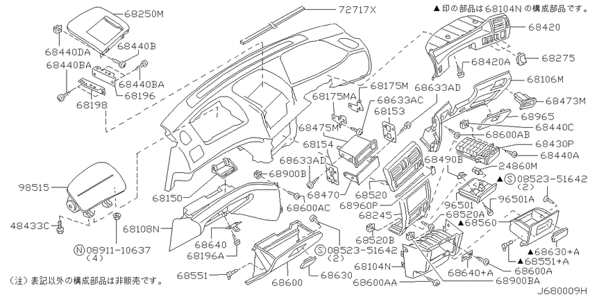 Instrument panel, pad & cluster lid
