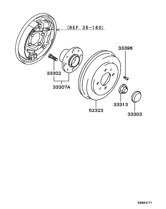 Rear axle hub & drum