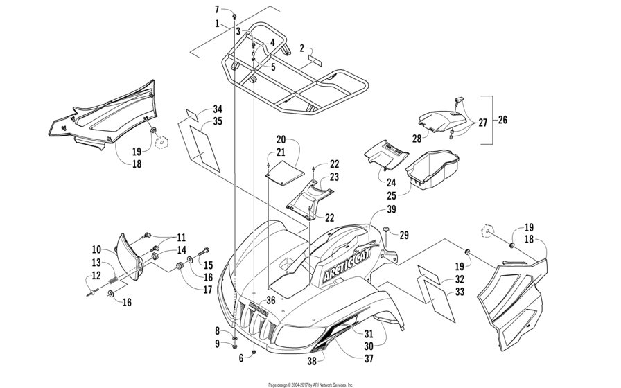Front Rack, Body Panel, And Headlight Assemblies