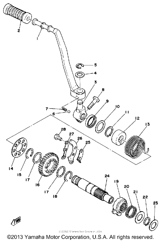 Kick starter for 1979 Yamaha XT500 USA sales region, , 14562161810396