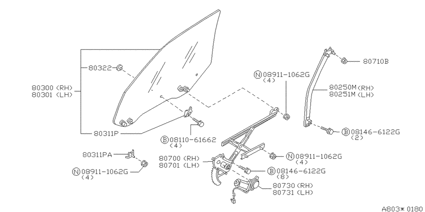 Front door window & regulator