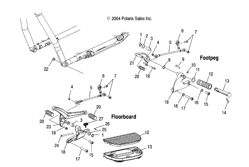Chassis, l.h. footpeg/floorboard/shift