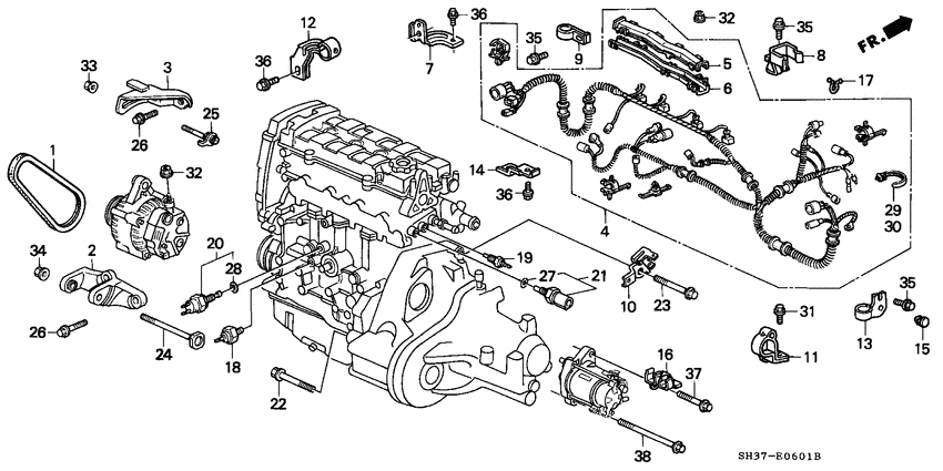Engine sub cord/clamp