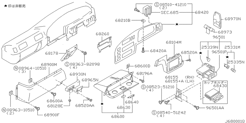 Instrument panel, pad & cluster lid