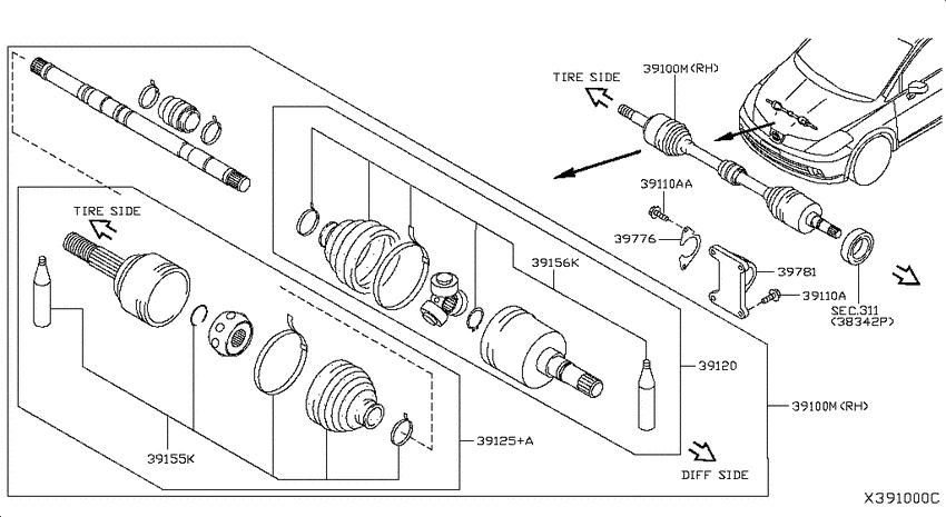 Front drive shaft (ff)