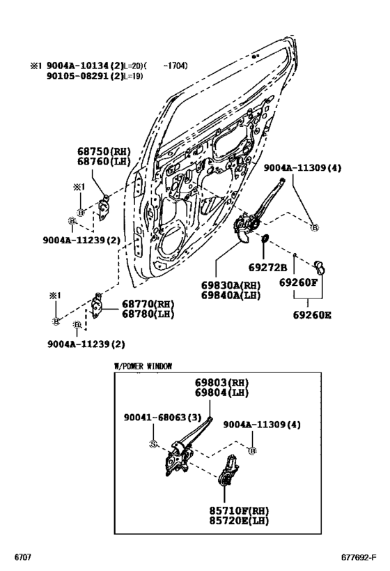 Rear Door Window Regulator & Hinge