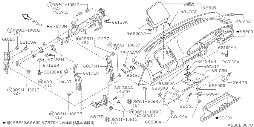 Instrument panel, pad & cluster lid