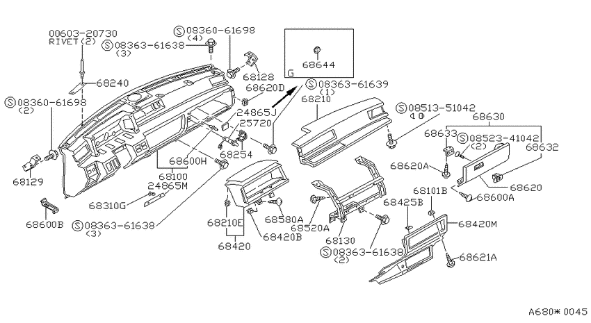 Instrument panel, pad & cluster lid