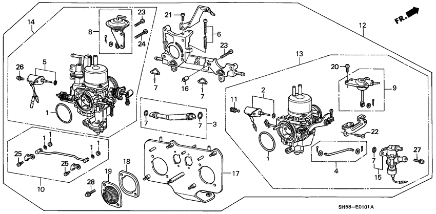 Dual carburetor assy.