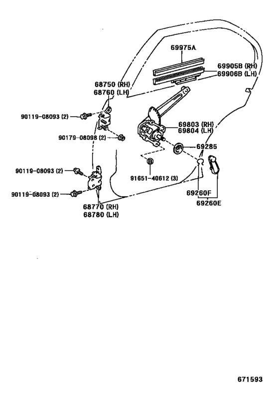 Rear Door Window Regulator & Hinge