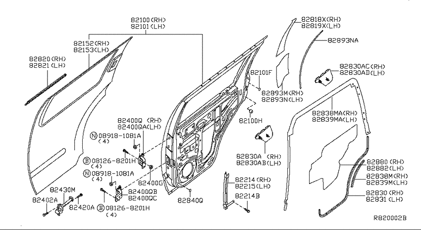 Rear door panel & fitting