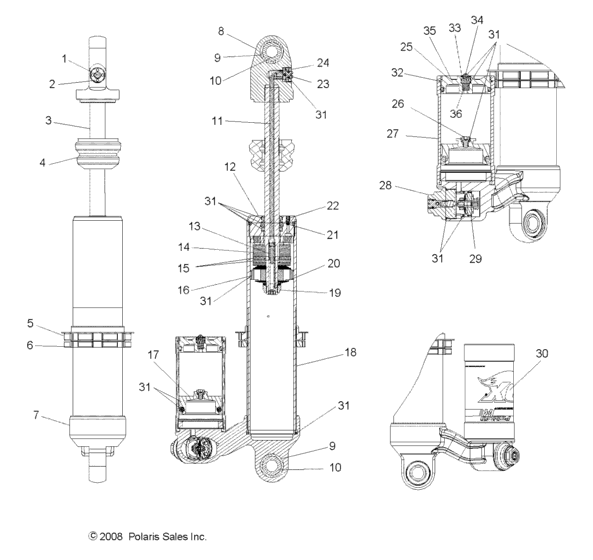 Suspension, rear shock