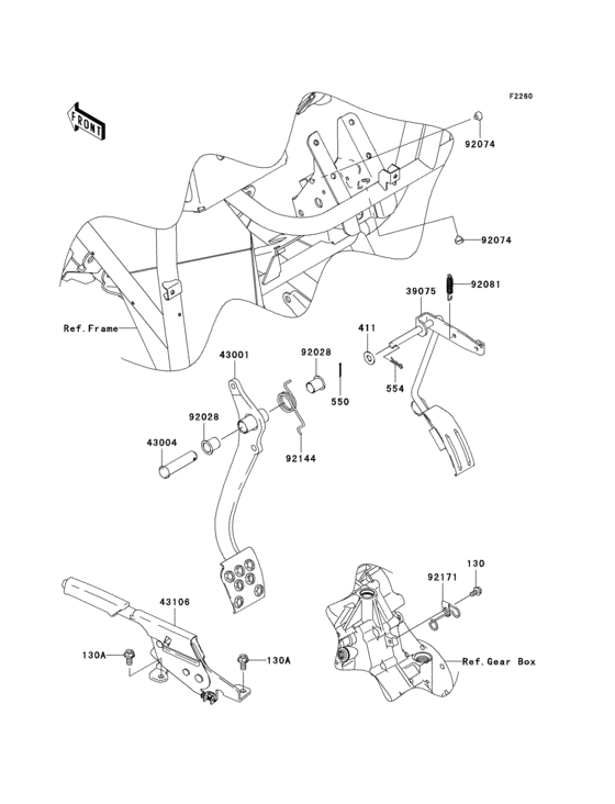 Brake pedal/throttle lever
