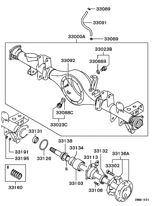 Rear axle housing & shaft